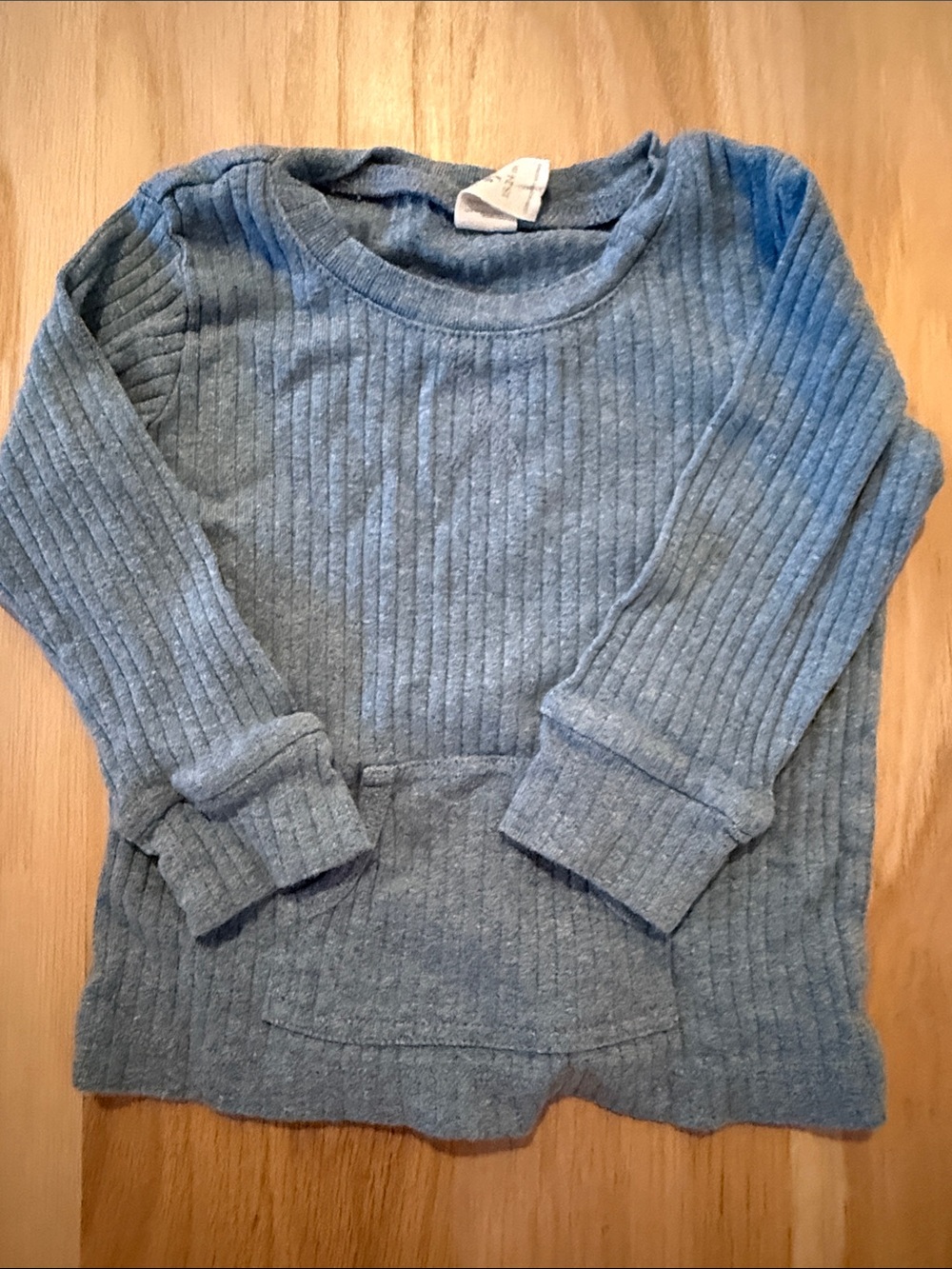 kate quinn Blue Ribbed Long Sleeve Kids Top
